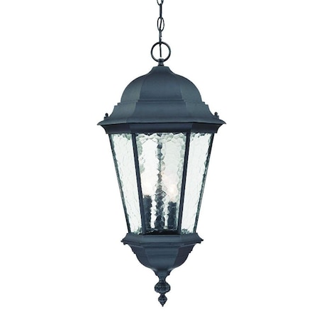 Homeroots 26 x 12.5 x 12.5 in. Telfair 3-Light Matte Black Hanging Light 398014